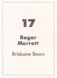 1990 Select AFL Stickers #17 Roger Merrett Back